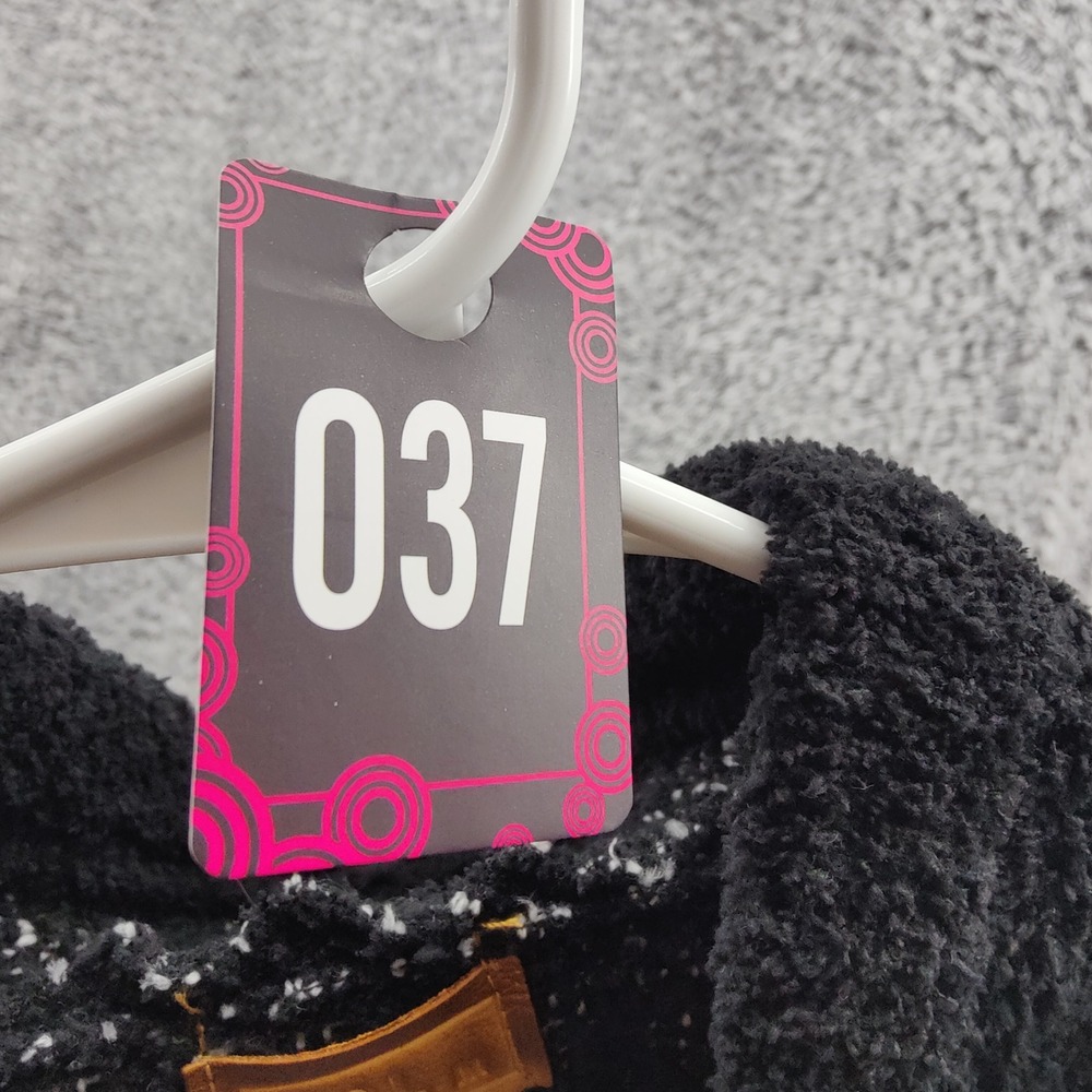 POL Womens Whimsigoth Celestial Star Fuzzy Eyelash Knit Hoodie M Black Soft Cozy - Picture 15 of 15